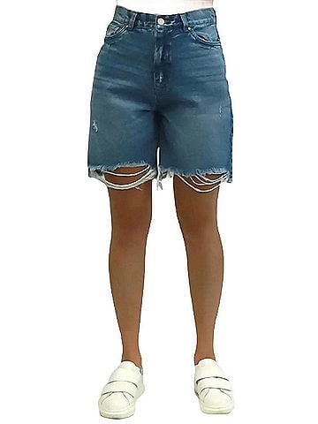RD Style Boyfriend High-Waisted Distressed Denim Short (view 2)