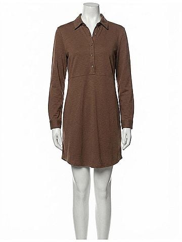 Lilla P Long Sleeve Seamed Shirt Dress in Java (view 1)
