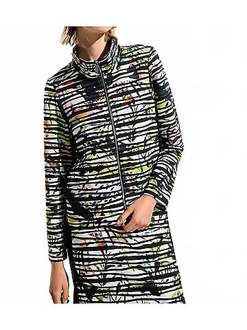 Joseph Ribkoff Cascade Knit Tropical Jacket With Contrast Panel in Vanilla/Multi (view 2)