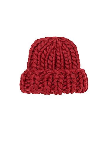 RE/DONE Hand Knit Watch Cap in Red (view 1)