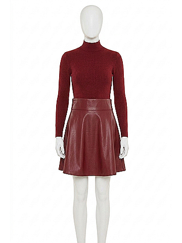 Dolce Cabo Knit Vegan Leather Dress in Burgundy (view 1)