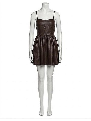 Susana Monaco Faux Leather Corset Dress in Java (view 1)