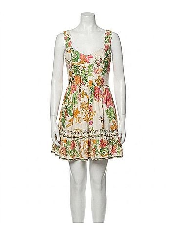 Hemant & Nandita Pahi Skater Dress in Off White Floral (view 1)
