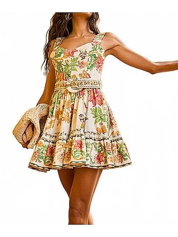 Hemant & Nandita Pahi Skater Dress in Off White Floral (view 2)