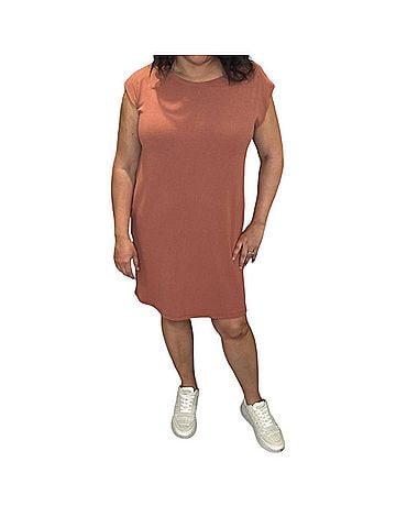Easel Sleeveless Knit Tunic Dress in Cinnamon (view 2)