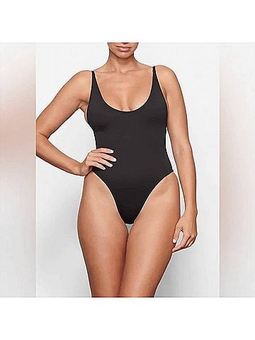 SKIMS Recycled Swim Scoop Neck One-Piece in Onyx (view 2)