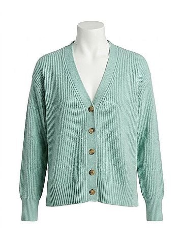 Lilla P Relaxed Side Vent Cardigan in Frost (view 1)