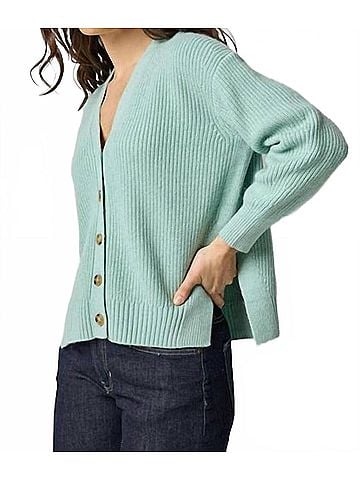 Lilla P Relaxed Side Vent Cardigan in Frost (view 2)