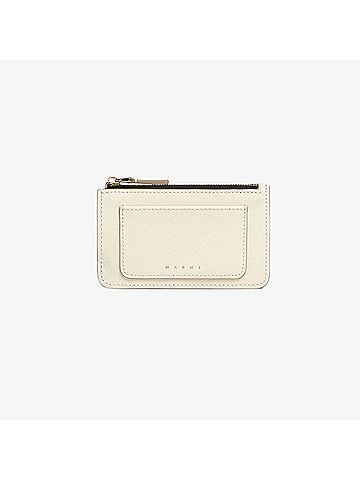 MARNI Women's Saffiano Leather Card Case in Talc Grey (view 2)