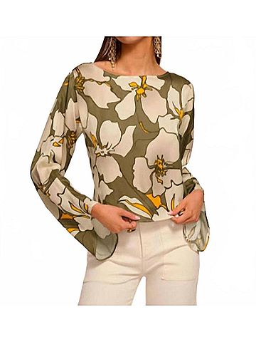 Ramy Brook Amanda Jasmine Long Sleeve Top in Safari Floral (view 2)