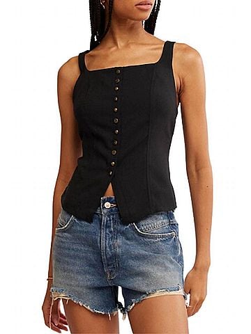 Free People A Moment in Time Vest in Black (view 2)