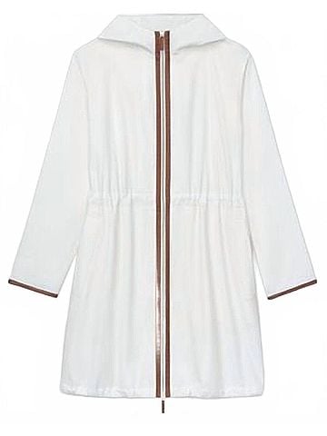 Lafayette 148 New York Women's Anorak Jacket in White With Leather Trim (view 1)