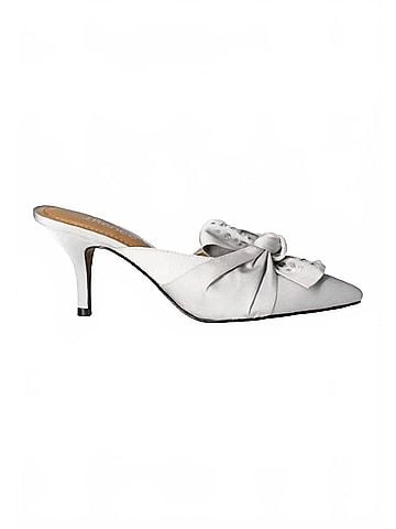 J. Renee Women's Mianna Rhinestones Slides in Steel Gray Satin (view 1)