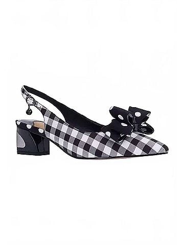 J. Renee Women's Kimma Sling Back Pumps in Black/White Gingham/Polka (view 2)