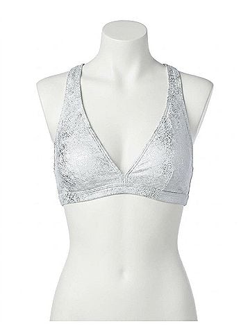 Carmen Marc Valvo Deluxe Strappy Back Triangle Bikini Top in Cmv White (view 1)