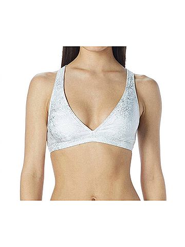 Carmen Marc Valvo Deluxe Strappy Back Triangle Bikini Top in Cmv White (view 2)