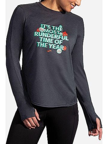 Brooks Women's Long Sleeve Tee in Dark Grey (view 2)