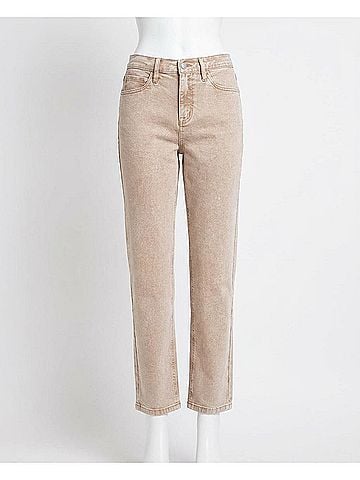 Nicole Miller High Rise Slim Straight Jean in Sand (view 1)