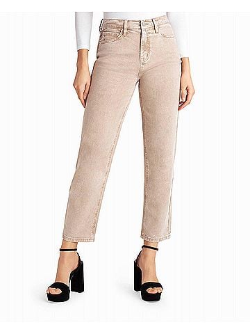Nicole Miller High Rise Slim Straight Jean in Sand (view 2)