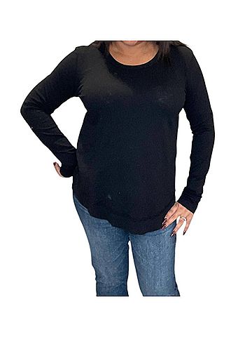 Bobi Center Rib Mix Crewneck Tee in Dark Sage (view 2)