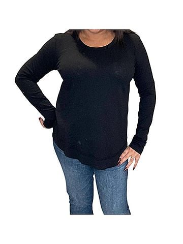 Bobi Center Rib Mix Crewneck Tee in Dark Sage (view 2)