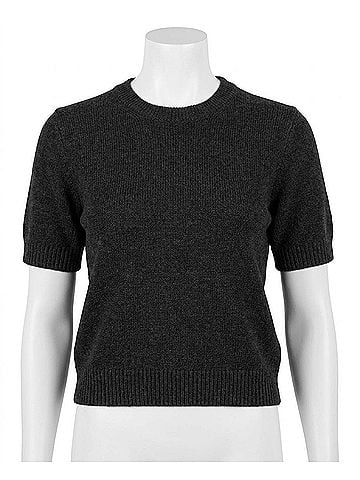 Lilla P Short Sleeve Sparkle Sweater in Black Sparkle (view 1)