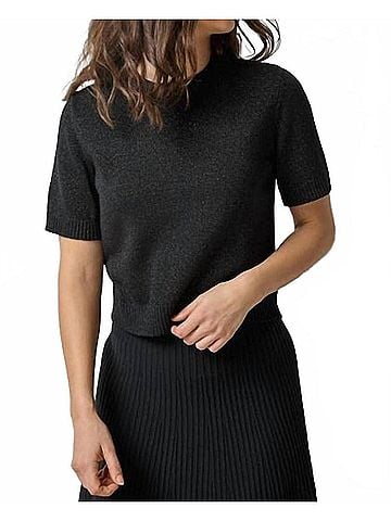 Lilla P Short Sleeve Sparkle Sweater in Black Sparkle (view 2)