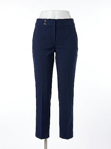Nic + Zoe Copley Straight Cotton Bi-Stretch Extended Tab Pant in Dark Indigo (view 1)