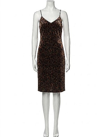L'Agence Indie Velvet Cheetah-Print Slip Dress in Tan/Black (view 1)
