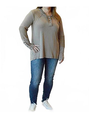 Pol What's New Hoodie in Mocha (view 2)