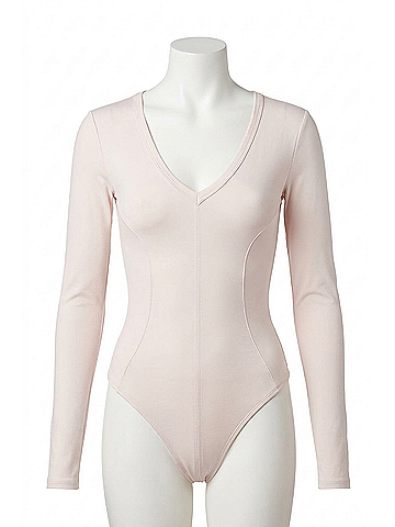 Free People Super Soft Deep V Bodysuit in Neutral (view 1)