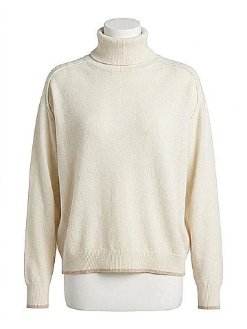 Lilla P Easy Turtleneck Sweater in Pearl (view 1)