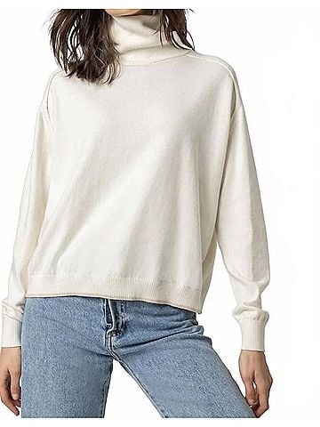 Lilla P Easy Turtleneck Sweater in Pearl (view 2)