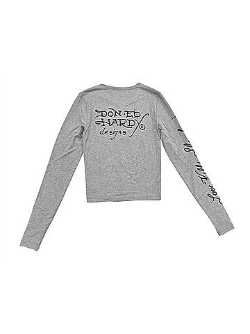 Ed Hardy Women's Mary Long Sleeve Crop Shirt in Heather Grey (view 1)