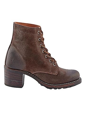 FRYE Women's Sabrina 6g Lace Up Boots in Dark Brown (view 1)
