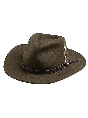 Dorfman Pacific Men's Crushable Felt Outback Hat in Olive (view 1)