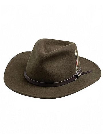 Dorfman Pacific Men's Crushable Felt Outback Hat in Olive (view 2)