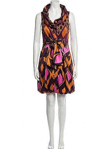 Samuel Dong Print Bubble Dress in Violet Mustard Multi (view 1)