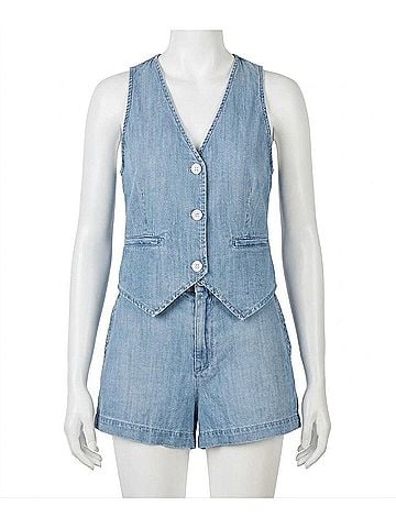Bella Dahl Wren Pocket Vest in Sea Breeze (view 1)