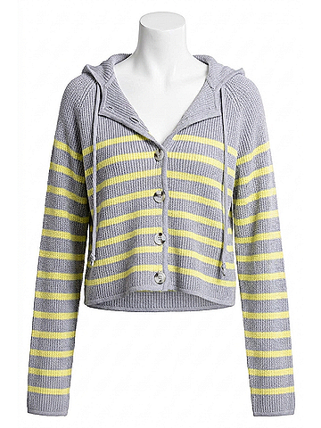 Central Park West Stripe Hoodie in Grey And Citron (view 1)