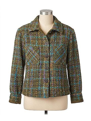Habitat Confetti Plaid Shacket in Olive Green Boucl?© (view 1)