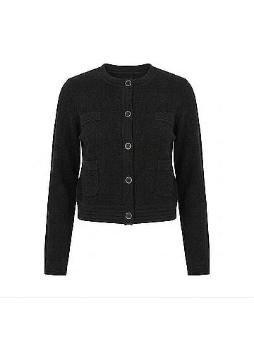 Joseph Ribkoff Women's Crew Neck Button Front Jacket in Black (view 1)