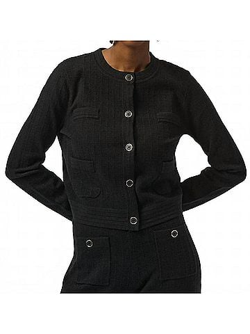 Joseph Ribkoff Women's Crew Neck Button Front Jacket in Black (view 2)