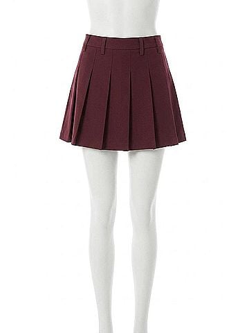 Steve Madden Margo Pleated Mini Skirt in Wine (view 1)