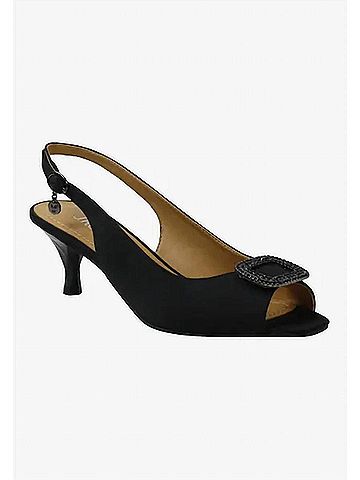 J. Renee Women's Madeleina Sling Back Sandals in Black Satin (view 2)