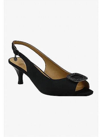 J. Renee Women's Madeleina Sling Back Sandals in Black Satin (view 2)