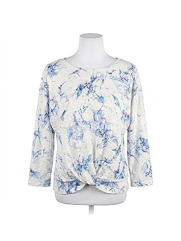 Democracy Three Quarter Twist Hem Top in Blue Marbel (view 1)