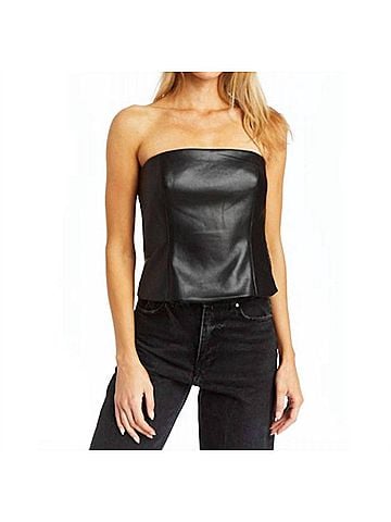 Drew Merrill Stretch Vegan Tube Top in Black (view 2)