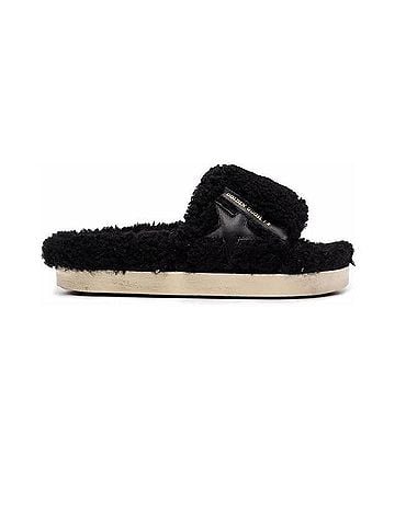 Golden Goose Women's Poolstar Shearling Sandal in Black (view 1)