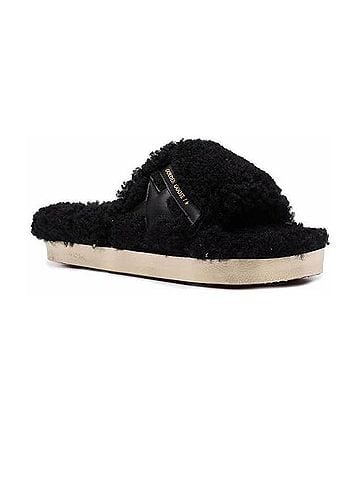 Golden Goose Women's Poolstar Shearling Sandal in Black (view 2)